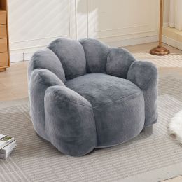 Lotus type compression sofa Adult bean bag sofa with pull ring can be easily moved without installation Suitable for various environments such as (Color: Gray)