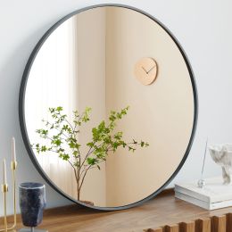 Black Round Wall Mirror 20-30 Inch, Bathroom Mirrors for Over Sink, Circle Mirror for Bathroom, Entryway, Bedroom, Vanity (size: Black/20in)